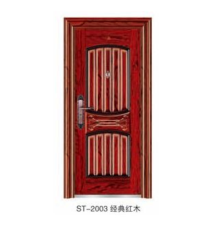 门业图片-防盗安全门ST-2003 经典红木防盗安全门图片